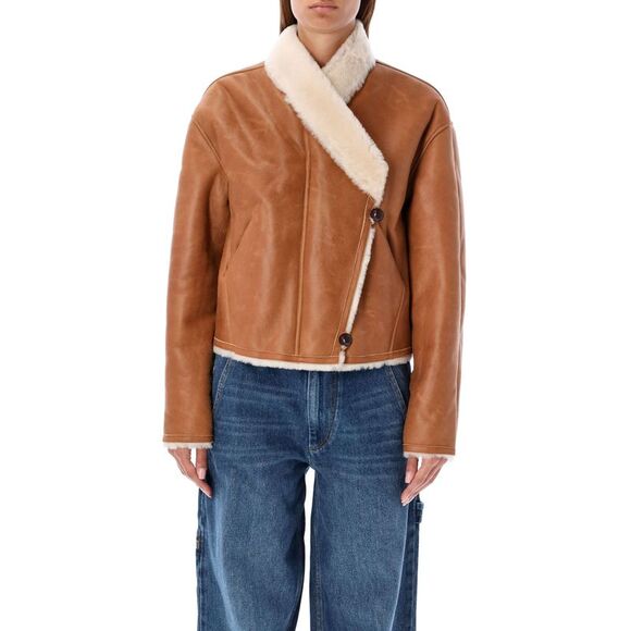 Luxury Shearling Cropped Jacket with Fur Collar - Picture 1 of 3